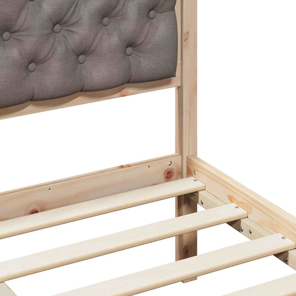 Bed Frame with Headboard Taupe 100 x 200 cm Solid Pine Wood